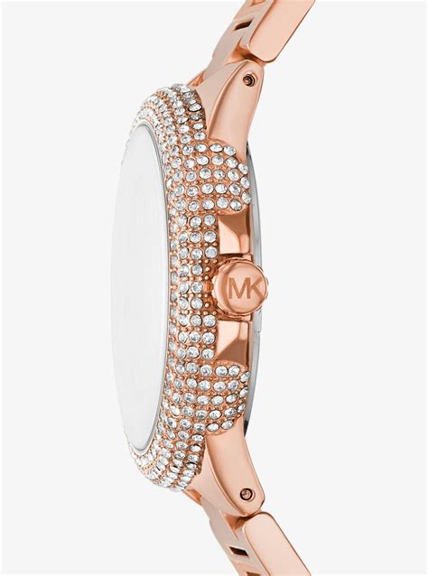 michael kors camille rose gold mk3196|Oversized Camille Pavé Rose Gold.